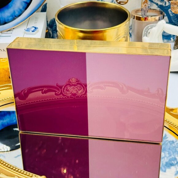 🆕 LULU GUINNESS 🧿 NWOT Olivia Multi 50:50 Stripe Lip Box Clutch Bag *FLAWED* - Picture 5 of 16